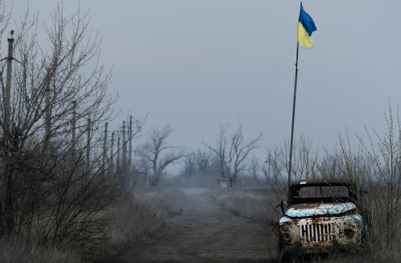 Frontline-positions-near-the-town-Avdiivka-in-Donetsk-region - mud-road-between-minefields-by-military-position -Butovka'