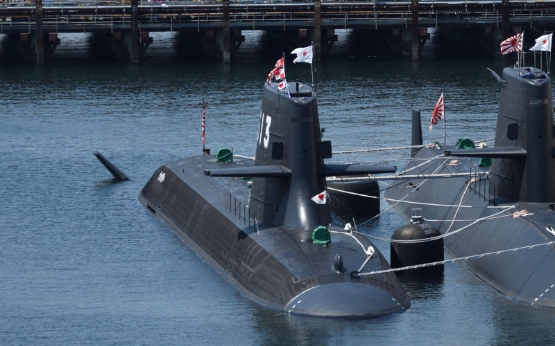 Kanagawa, Japan - May 03, 2022:Japan Maritime Self-Defense Force JS Taigei (SS-513), Taigei-class submarine.