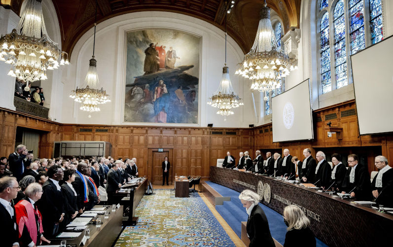 THE HAGUE - President Donoghue and other judges at the International Court of Justice (ICJ) before the hearing of the genocide case against Israel, brought by South Africa. According to the South Africans, Israel is currently committing genocidal acts against Palestinians in the Gaza Strip. Image: ANP / Alamy Stock Photo/ REMKO DE WAAL